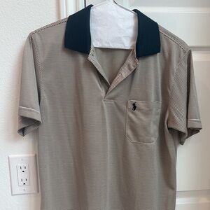 Men's Striped Polo Shirt with Black Collar